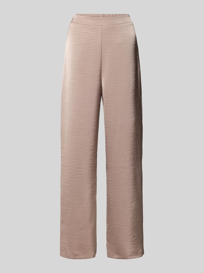 Produktfoto, Hose aus Satin mit elastischem Bund von Little Mistress in Beige, Wide Leg, glatte Oberfläche, Bundweite 34 cm, Innenbeinlänge 76 cm