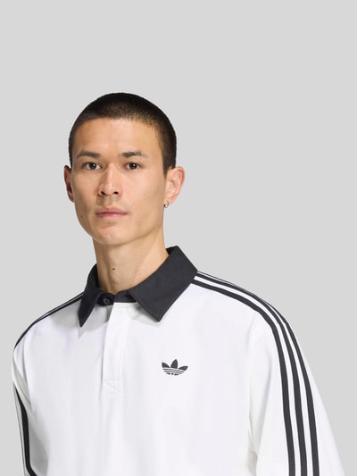 adidas Originals Regular Fit Rugbyshirt aus reiner Baumwolle mit Logo-Stitching Weiss 3