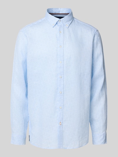 Christian Berg Men Regular Fit Leinenhemd mit Button-Down-Kragen Bleu 2