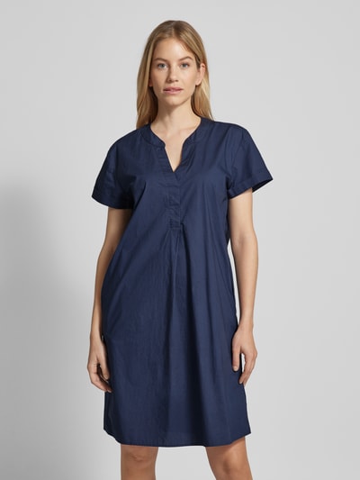 Jake*s Casual Knielanges Hemdblusenkleid mit V-Ausschnitt Dunkelblau 4