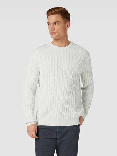 Christian Berg Men Strickpullover mit Zopfmuster Offwhite 4