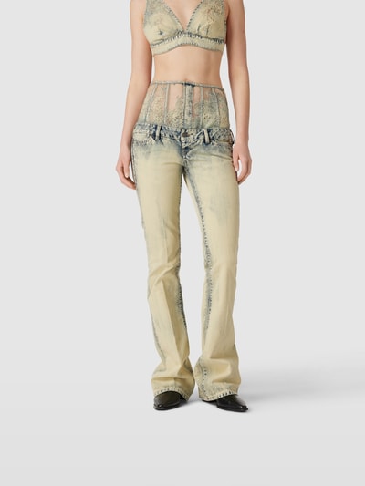 Diesel Flared Fit Jeans im Destroyed-Look Beige Melange 4