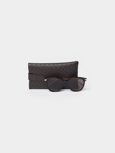 Bottega Veneta Unisex Sonnenbrille in runder Form Schwarz 5