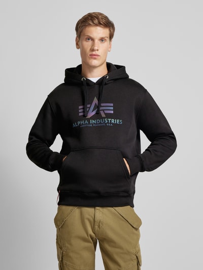 Alpha Industries Hoodie met labelprint Zwart - 4