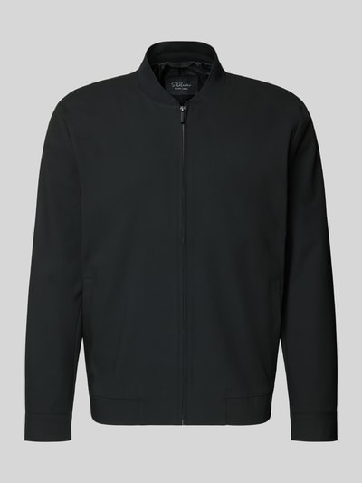 Produktfoto, Regular Fit Blouson mit Viskose-Anteil von s.Oliver BLACK LABEL, Schwarz, Unifarbe, College-Kragen, Reißverschluss, glatte Textur