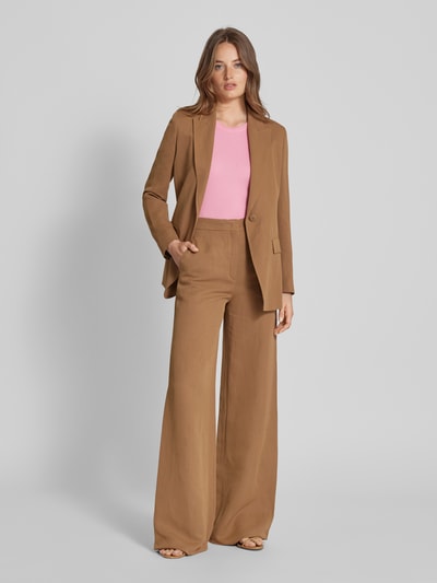 Max Mara Studio Flared cut stoffen broek met steekzakken opzij, model 'GARY' Lichtbruin - 1