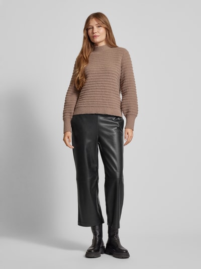 s.Oliver RED LABEL Regular fit culotte in leerlook met naaddetails Zwart - 1