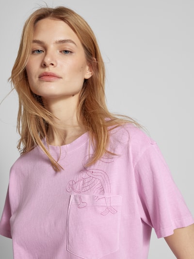 Jake*s Casual T-shirt met motiefstitching Roze - 3