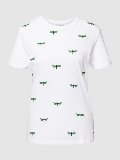Jake*s Casual T-Shirt mit Allover-Motiv-Stitching Weiß 2