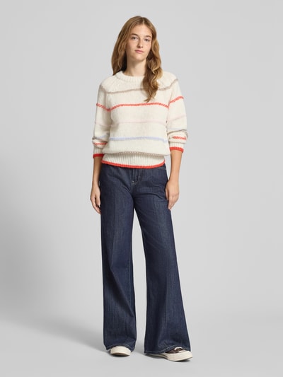 Pieces Regular Fit Strickpullover mit Raglanärmeln Modell 'NELIA' Offwhite 1