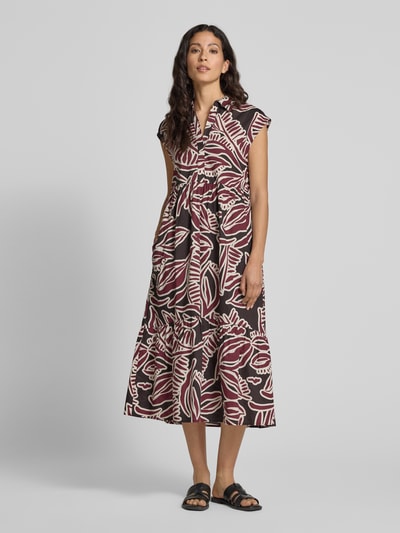 OPUS Midi-jurk met V-hals, model 'Werisa' Donkerblauw - 4