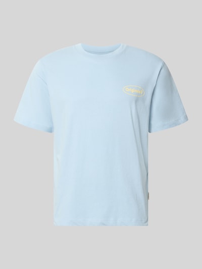 JACK & JONES t-shirt z nadrukiem z logo model 'RIVIERA VINTAGE POSTER' Jasnoniebieski 2