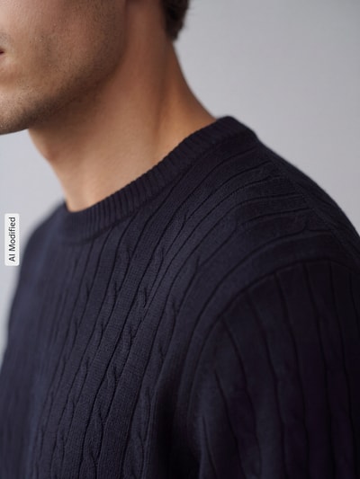 Selected Pullover mit Zopfstrickstruktur Black 3