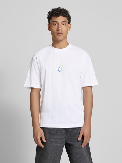 Hugo Blue T-shirt z nadrukiem z logo model ‘Napoka’ Biały 4