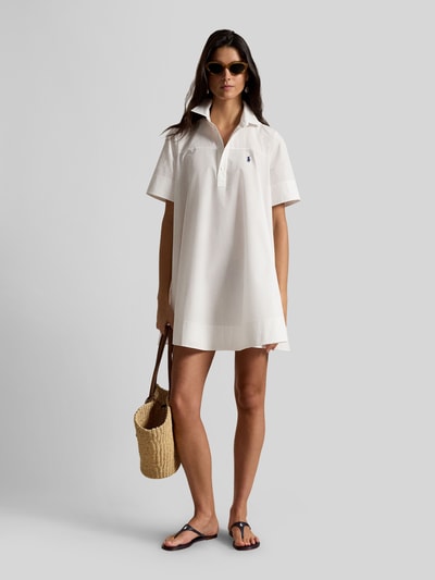 Polo Ralph Lauren Ausgestelltes Kleid aus reiner Baumwolle mit Logo-Stitching Weiss 1
