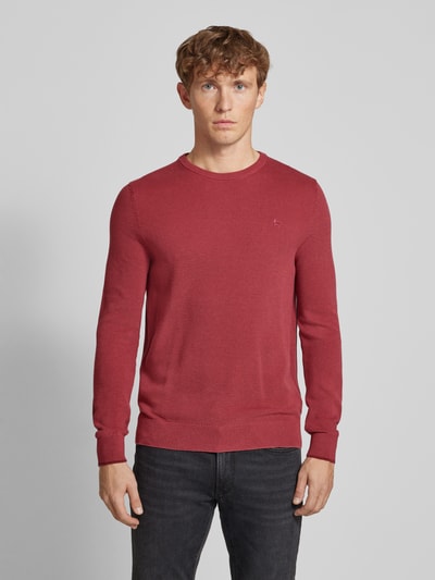 Lerros Gebreide pullover met ribboorden Rood - 4