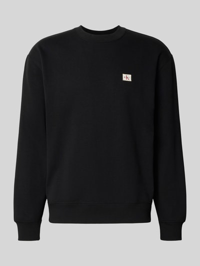 Calvin Klein Jeans Regular fit sweatshirt met logopatch, model 'Terry' Zwart - 2