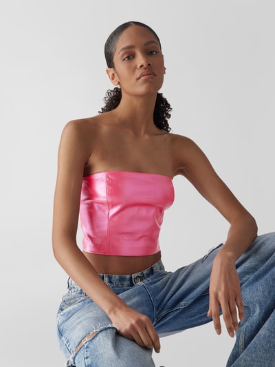 ROTATE Cropped Bandeau-Top mit Label-Prägung Pink 3