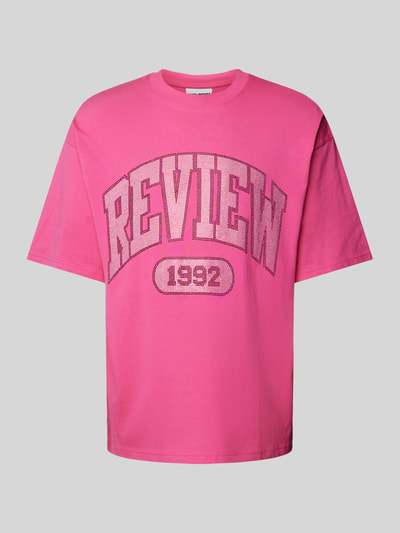 REVIEW Oversized T-Shirt mit Label-Print Pink 2