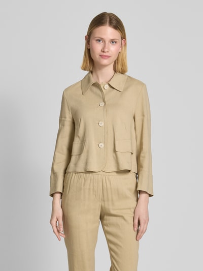 Marc Cain Regular Fit Blazer aus Leinen-Mix mit Knopfleiste Sand 4