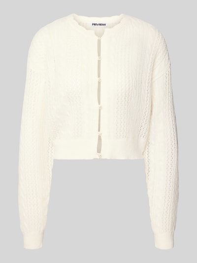 Review Strickjacke mit Knopfleiste Offwhite 2