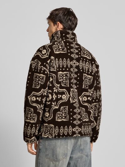 REVIEW Teddyfell Jacke mit Stehkragen und Label-Detail Dunkelbraun 5