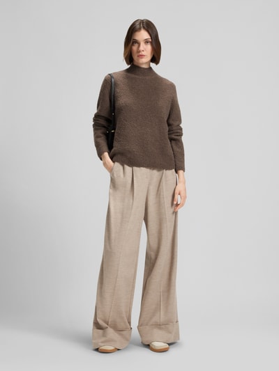 BOSS Sweter z dzianiny o kroju regular fit z mieszanki wełny i kaszmiru model ‘FUBRINA’ Ziemisty brązowy 1