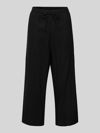 FREE/QUENT Wide leg linnen culotte met tunnelkoord, model 'Lava' Zwart - 2