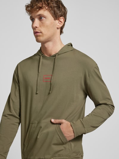 HUGO Hoodie mit Label-Print Modell 'Laze' Oliv 3