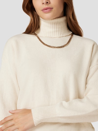 Pieces Rollkragenpullover in Strick-Optik Sand 3