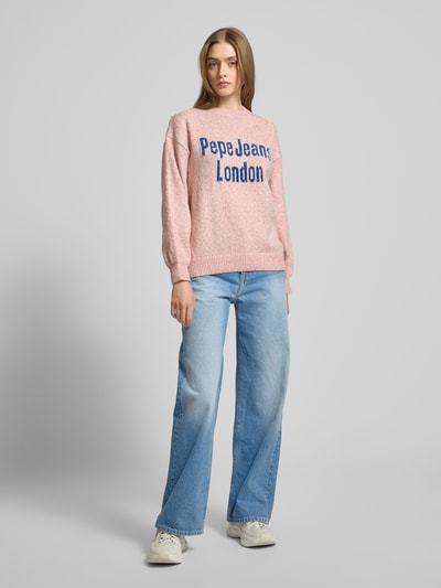 Pepe Jeans Gebreide pullover met ribboorden, model 'NALA' Roze gemêleerd - 1