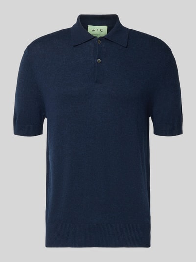 Produktfoto, Slim Fit Poloshirt met kasjmiermix van FTC Cashmere, katoenmengsel, polokraag, knoopsluiting, 1/2-mouwen, herenmode, donkerblauw