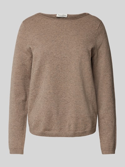 Marc O'Polo Regular fit pullover met boothals Middenbruin gemêleerd - 2