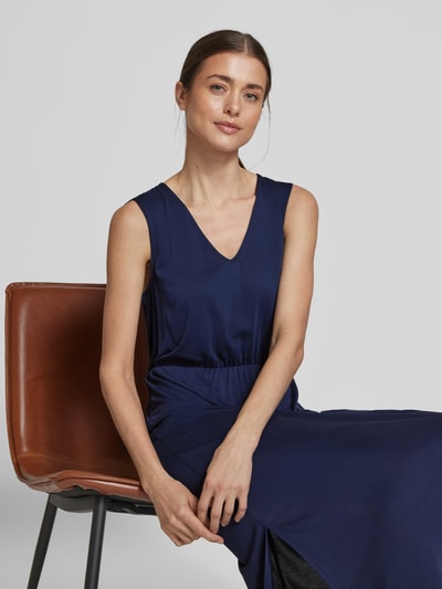 Christian Berg Woman Midikleid mit V-Ausschnitt und Seitenschlitzen Dunkelblau 3