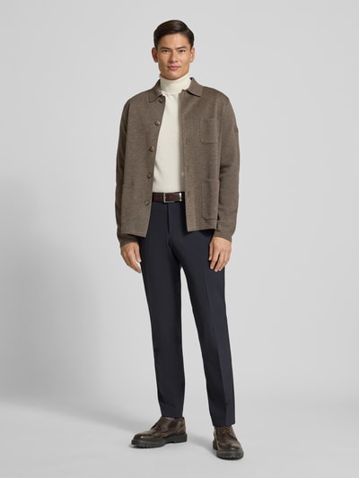 MAERZ Muenchen Regular fit overhemdjack met knoopsluiting Hazelnoot - 1