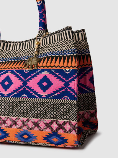 ANOKHI Shopper met all-over motief Koningsblauw - 3