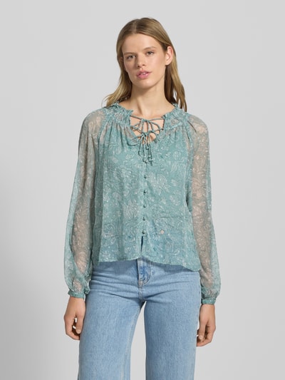 Only Loose fit chiffon blouse met all-over motief, model 'ELIZA LIFE' Rietgroen - 4