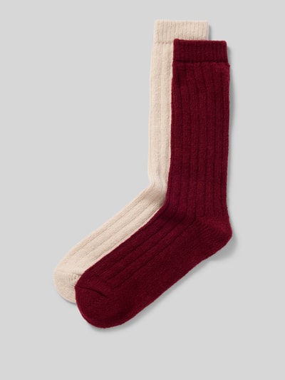 Jake*s Casual Socken mit geripptem Abschluss im 2er-Pack Bordeaux 1