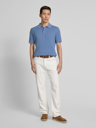 Christian Berg Men Poloshirt mit gerippten Abschlüssen Jeansblau 1