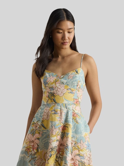 Lauren Ralph Lauren Dopasowana sukienka midi z czystego lnu Pastelowy żółty 4