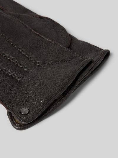 Pearlwood Handschuhe aus Leder mit Label-Detail Dunkelbraun 2