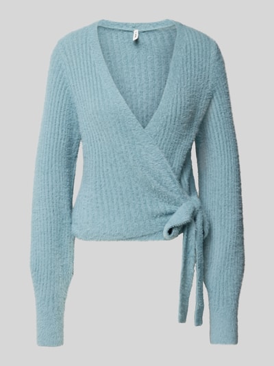 Only Regular fit gebreid jack met ribmotief, model 'AMANDA' Oceaanblauw - 2