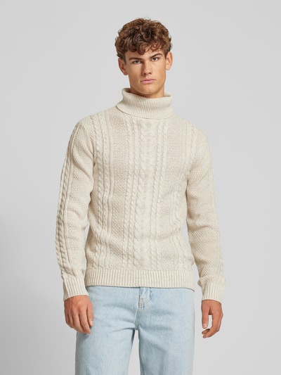 Blend Strickpullover mit Zopfmuster Offwhite 4