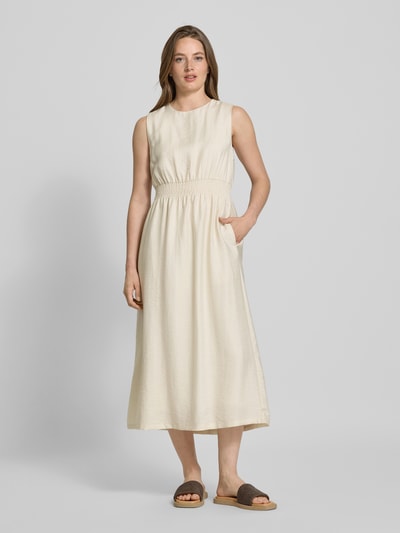 MSCH Copenhagen Midi-jurk met smokdetails, model 'Disa' Zand - 4