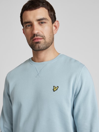 Lyle & Scott Sweatshirt met logostitching Rookblauw - 3