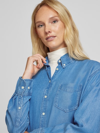 Gant Relaxed Fit Jeansbluse mit Button-Down-Kragen Hellblau Melange 3