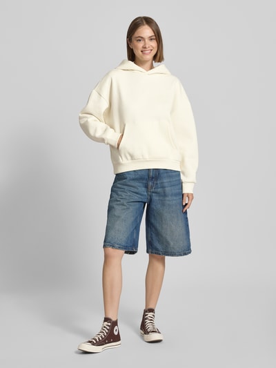 Review Hoodie mit überschnittenen Schultern und Känguru-Tasche Offwhite 1