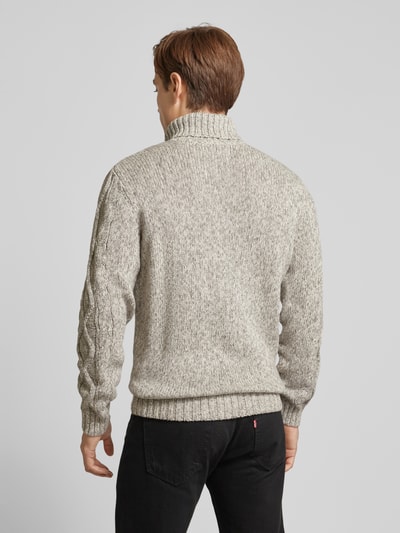 RAGMAN Rollkragenpullover mit Zopfmuster Silber 5