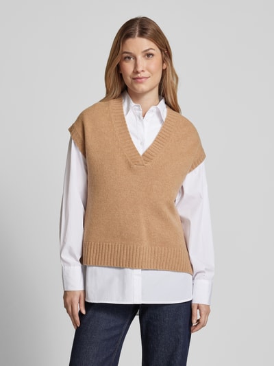 Christian Berg Woman Spencer van lanawol met V-hals Camel - 4