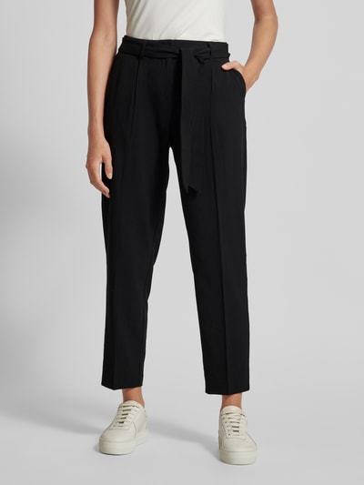 Zero Straight leg stoffen broek met bandplooien Zwart - 4